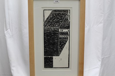 Lot 56 - Ron Sims (1944-2014) signed limited edition woodcut - Abstract Image III, 1/25, 43cm x 20cm in glazed frame