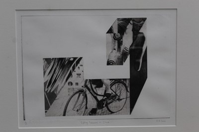 Lot 1136 - Ron Sims (1944-2014) signed limited edition etching - Cycling WeiWei in China, 1/25, 23.5cm x 32cm in glazed frame