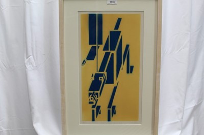 Lot 1139 - Ron Sims (1944-2014) signed limited edition enamel stencil - Blue Pavement Dog and Foot, 1/57, dated '11, 47cm x 25.5cm in glazed frame