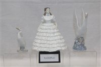 Lot 1112 - Lladro goose with basket of goslings, one...