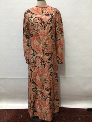 Lot 2098 - 1960s Liberty cloth, orange and black Paisley dress in original Liberty's box and two vintage child's nightdresses