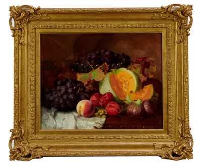 Lot 1146 - Eloise Harriet Stannard (1829-1915) oil on canvas, still life of melons and grapes