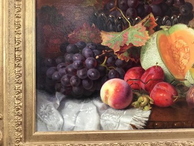 Lot 1146 - Eloise Harriet Stannard (1829-1915) oil on canvas, still life of melons and grapes