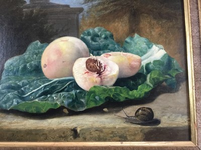 Lot 1145 - Eloise Harriet Stannard (1828-1915) oil on canvas, Peaches and snail