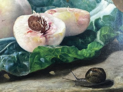 Lot 1145 - Eloise Harriet Stannard (1828-1915) oil on canvas, Peaches and snail