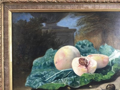 Lot 1145 - Eloise Harriet Stannard (1828-1915) oil on canvas, Peaches and snail