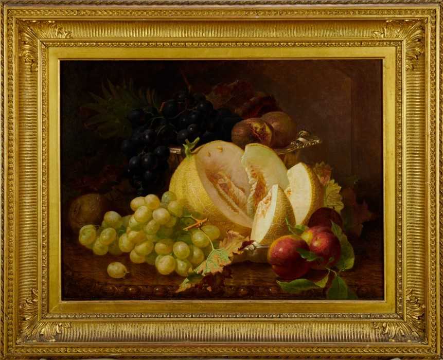 Lot 1147 - Eloise Harriet Stannard (1828-1915) oil on canvas, Peaches and grapes