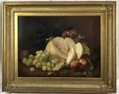 Lot 1147 - Eloise Harriet Stannard (1828-1915) oil on canvas, Peaches and grapes