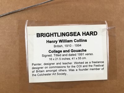 Lot 1097 - Henry Collins (1910-1994) collage and gouache - Brightlingsea Hard, signed, 40cm x 54cm