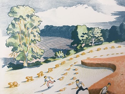 Lot 1130 - *John Northcote Nash (1893-1977), lithograph from the School Prints series - Harvesting, 48.5cm x 75cm, in glazed frame