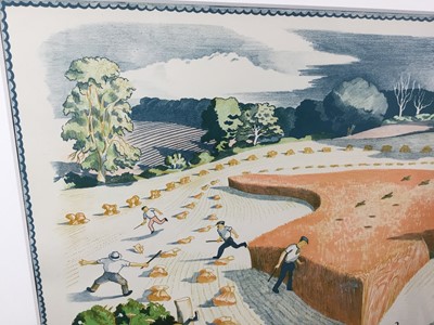 Lot 1130 - *John Northcote Nash (1893-1977), lithograph from the School Prints series - Harvesting, 48.5cm x 75cm, in glazed frame