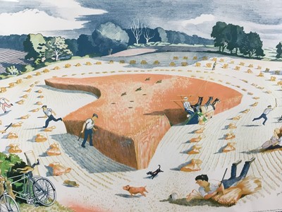 Lot 1130 - *John Northcote Nash (1893-1977), lithograph from the School Prints series - Harvesting, 48.5cm x 75cm, in glazed frame