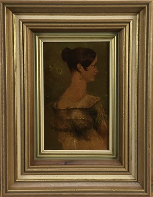 Lot 2017 - Jenny Simpson (1931-2020), Georgian-style glass pictures, framed and glazed - four portraits