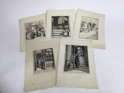 Lot 199 - Therese Lessore (1884-1945) group of five unsigned drypoint etchings