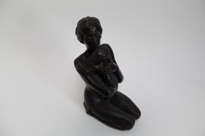 Lot 130 - Tom Greenshields (1915-1994) limited edition bronzed resin figure, Kneeling Mother, signed, 30cm high