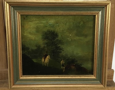 Lot 2028 - Jenny Simpson (1931-2020), Georgian-style glass pictures, framed and glazed - eight mixed pictures  including landscapes