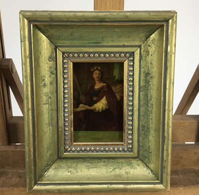 Lot 2035 - Jenny Simpson (1931-2020), Georgian-style glass pictures, framed and glazed - thirteen portraits