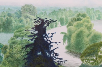 Lot 1178 - *Francis Plummer (1930-2019) watercolour - Wooded Lake, initialled and dated '79, 46cm x 60cm, in glazed frame