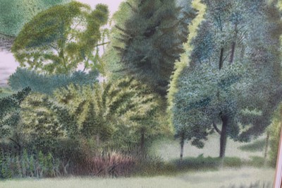 Lot 1178 - *Francis Plummer (1930-2019) watercolour - Wooded Lake, initialled and dated '79, 46cm x 60cm, in glazed frame