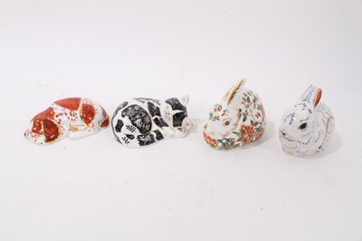 Lot 1133 - Four Royal Crown Derby paperweights - Puppy, Misty, Bunny and Meadow Rabbit