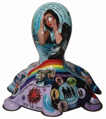 Lot 3 - SOLD AT PRE-SALE STAGE - Keef by Alison Burchert – Designed by Sam Fry, themes of hope during lockdown including image of Captain Sir Tom Moore (sold at pre-sale stage)