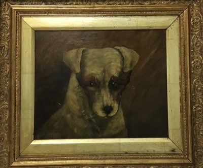 Lot 92 - English School, late 19th century, oil on canvas, portrait of a forlorn dog, signed and dated 'Cobban 1889', 23 x 27cm, framed