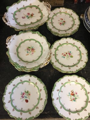 Lot 182 - Mid 19th century English porcelain dessert service with hand painted floral decoration