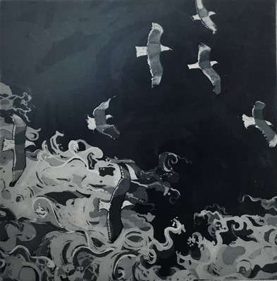 Lot 167 - Chrissie Norman (contemporary) etching - Following the Ferry, signed, inscribed and numbered 2/10, 15 x 15cm, unframed