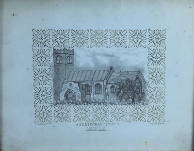 Lot 169 - S E Stacy (mid 19th Century) two pencil studies of Norfolk churches - Hethel, Wreningham, both signed and dated 1942, in decorative and period glazed gilt frames by Boswell of Norwich, total size 1...