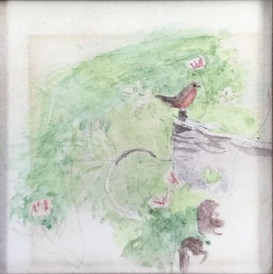 Lot 171 - Manner of Mary Potter, watercolour, Robin red breast, 10 x 10cm apparently unsigned, glazed frame. Provenance - Estate of Jenny Simpson