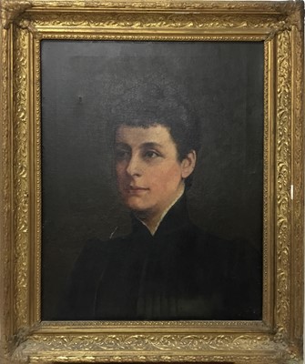 Lot 233 - Late 19th / Early 20th century English school oil on canvas - portrait of a lady, in gilt frame