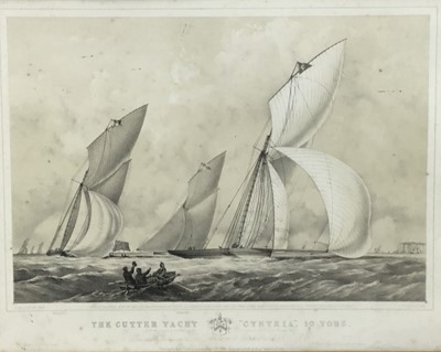 Lot 185 - T G Dutton after Nicholas Condy - engraving. The Cutter Yacht Cynthia, 50 tons, published Messrs Forrs, 1850, image 31 x 45cm, glazed frame