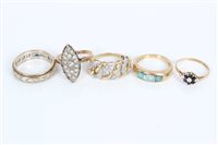 Lot 3308 - Gold (9ct) diamond set chain link design ring,...