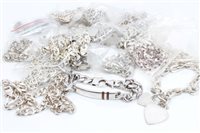 Lot 1654 - Collection of silver chains, necklaces and...