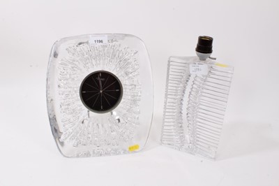Lot 1196 - Stylish French Daum glass clock and a Daum table lamp (2)