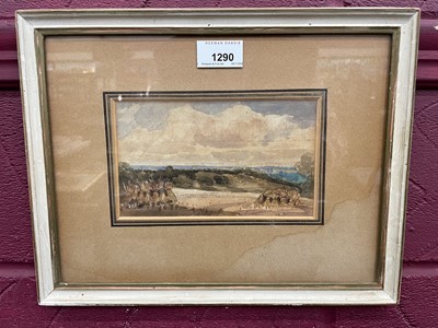 Lot 1290 - Thomas Churchyard watercolour, Harvest landscape