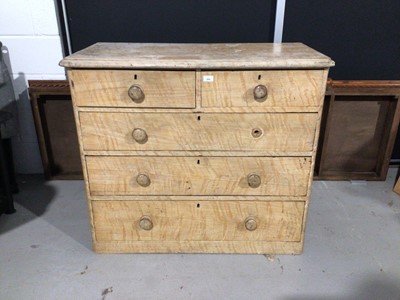 Lot 994 - Victorian pine chest of two short and three long graduated drawers H92, W105, D50cm