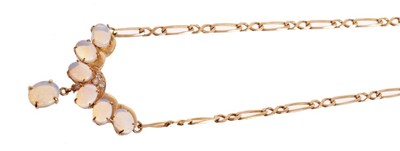 Lot 570 - Opal and diamond necklace in 9ct gold