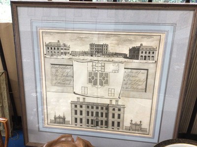 Lot 164 - 18th century print of Umberslade, The Seat of Andr. Archer Esq, in The County of Warwick, by Henry Hulsberg, framed and glazed