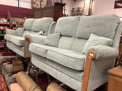 Lot 965 - Pair contemporary light blue settees