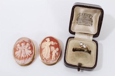 Lot 49 - Two 9ct gold mounted carved shell cameo brooches and 9ct gold ring