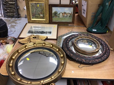 Lot 272 - Two Edwardian watercolours and various wall mirrors