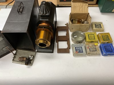 Lot 2726 - Victorian magic lantern with seven boxes slides