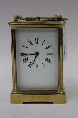 Lot 2389 - Repeating brass carriage clock