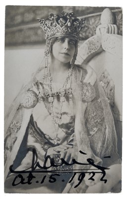 Lot 44 - H.M. Queen Marie of Romania - signed and inscribed presentation portrait photograph dated 1922