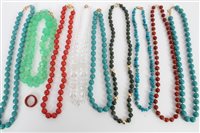 Lot 3315 - Group of various bead necklaces - all with...