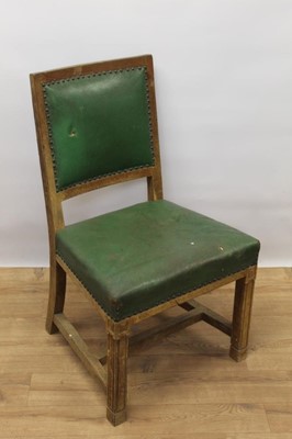 Lot 1389 - Early 20th century oak and green stud leather upholstered chair, believed to be from the House of Commons