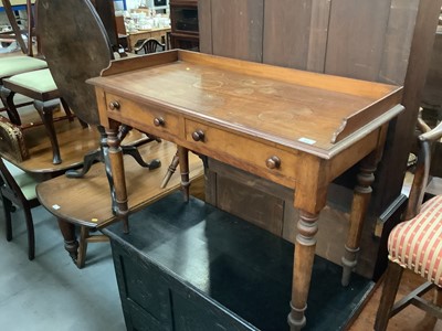 Lot 932 - Two Victorian mahogany dwarf bookshelves and Victorian mahogany side table with two drawers on turned legs (3)