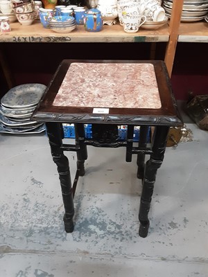 Lot 933 - 19th century Chinese carved hardwood occasional table with inset marble top and pair oak occasional tables with acorn decoration  and an occasional table (4)