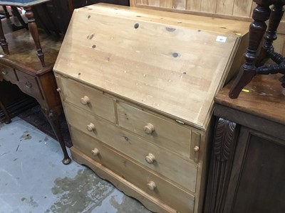 Lot 967 - Pine desk , pine bureau and a hanging cabinet